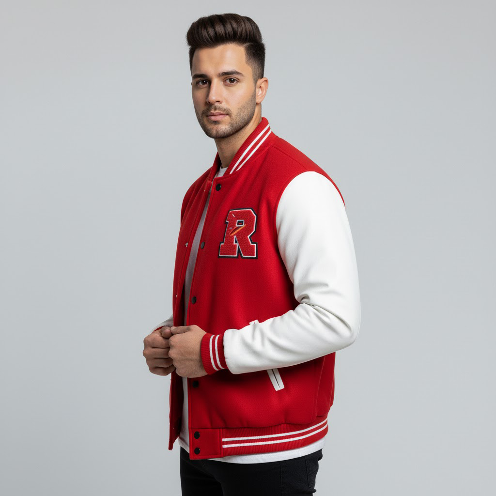 Men's Wool-Blend Letterman Jacket - Image 3